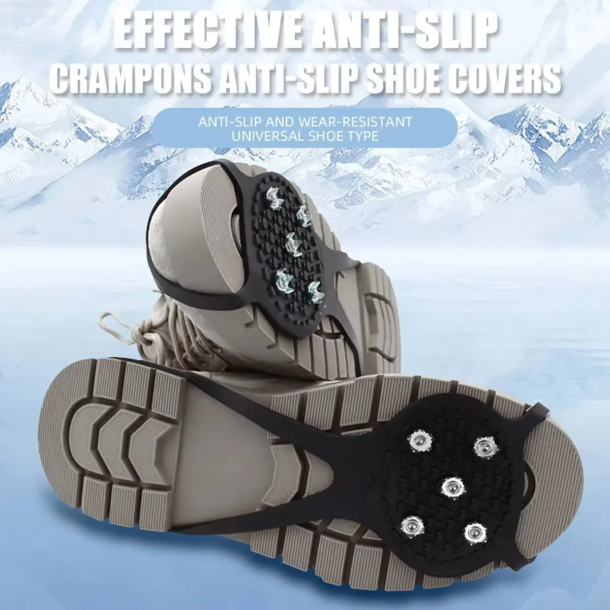 1 paire 5 goujons anti-dérapant glace neige Camping chaussures de marche bottes de sécurité d'hiver Crampons d'escalade professionnels universels