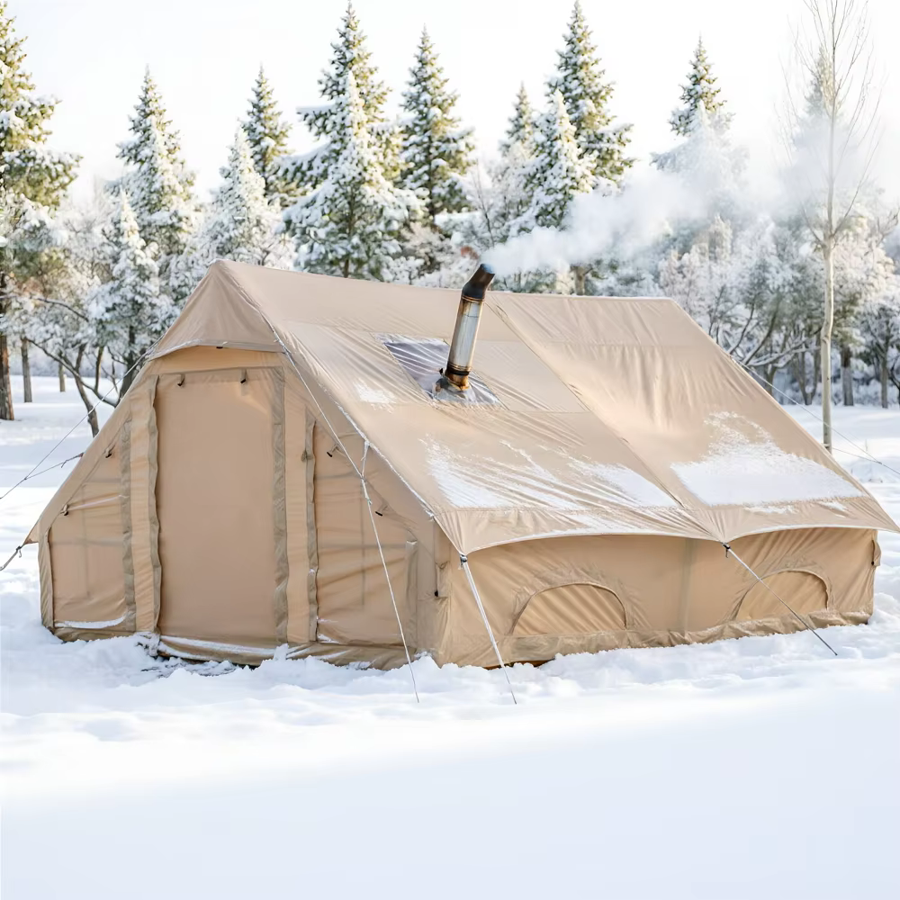 12 ㎡ Grande tente de camping gonflable pour 4 à 8 personnes avec fenêtres