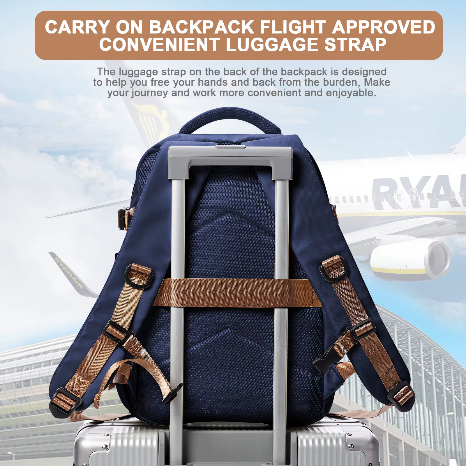 Sac à dos pour hommes sac à dos de voyage sac de cabine taille Ryanair 40x20x25 sac à dos grand cahier d'affaires étanche femme sac à dos cadeau