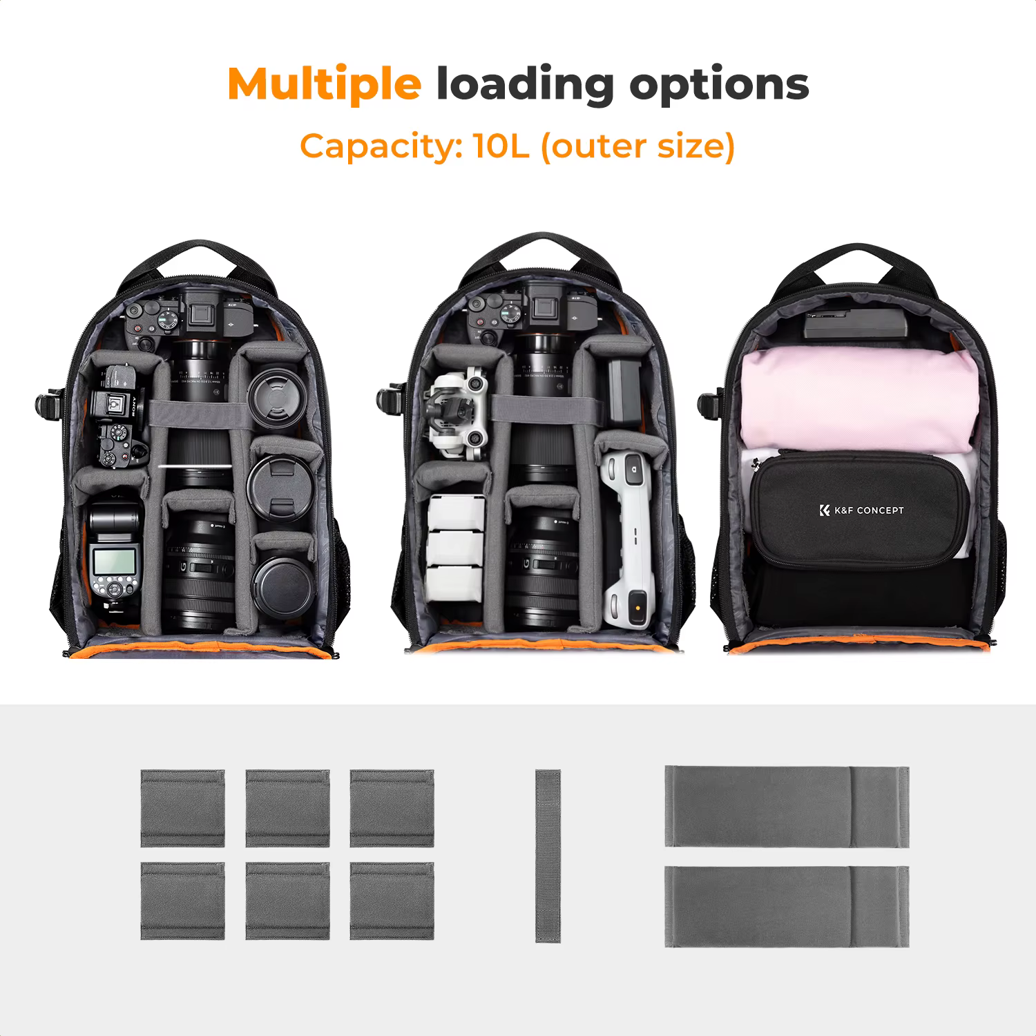 Sac à dos pour appareil photo K&F CONCEPT 10L