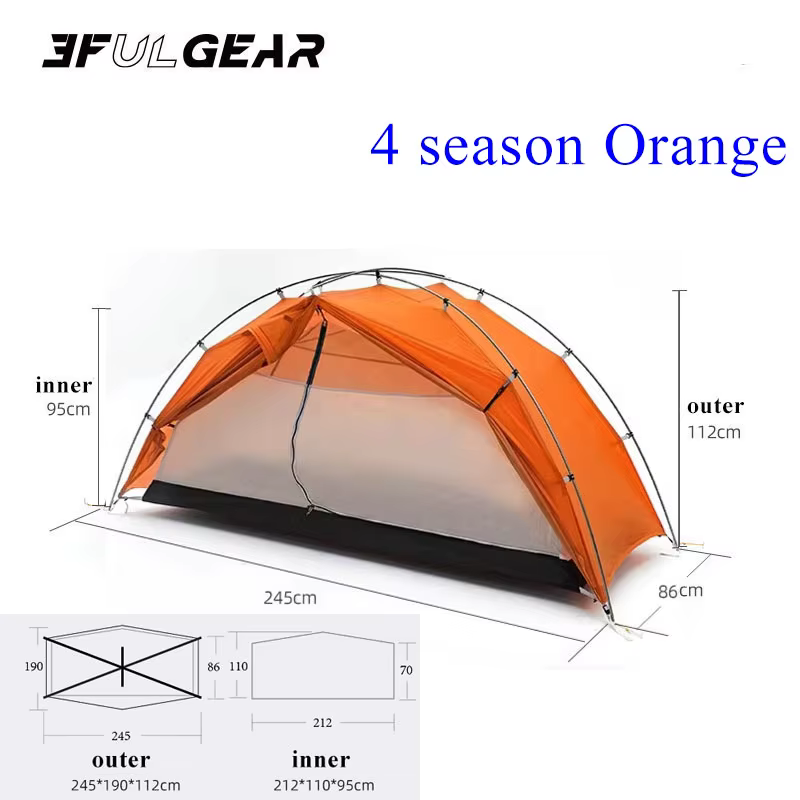3F UL TAICHI Tente de camping 15D avec revêtement en silicone pour 1 personne No-See-Um 3 saisons/4 saisons