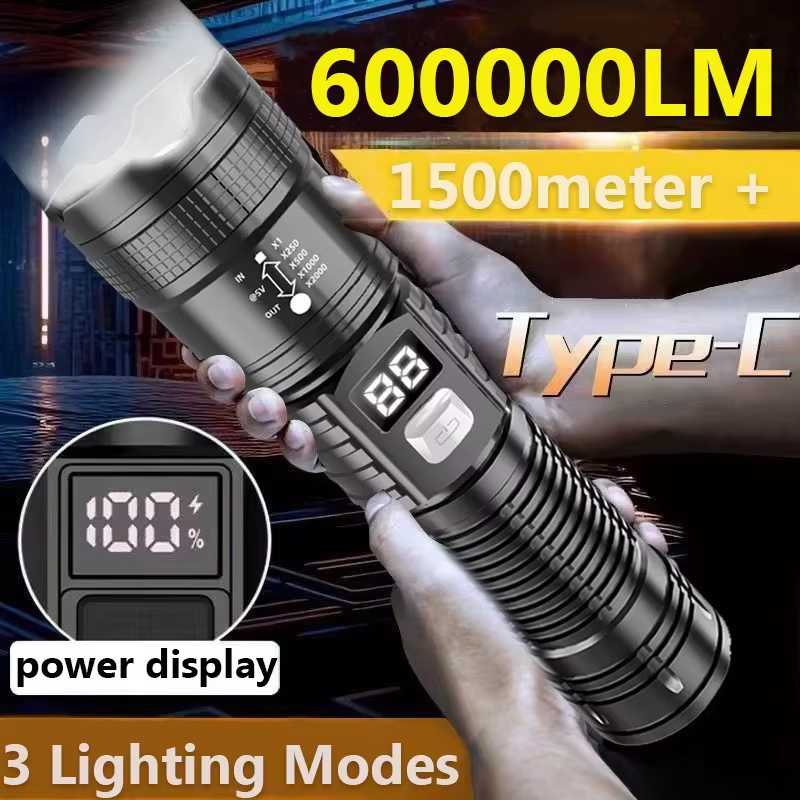 6000000 LM lampe de poche LED Rechargeable haute puissance militaire