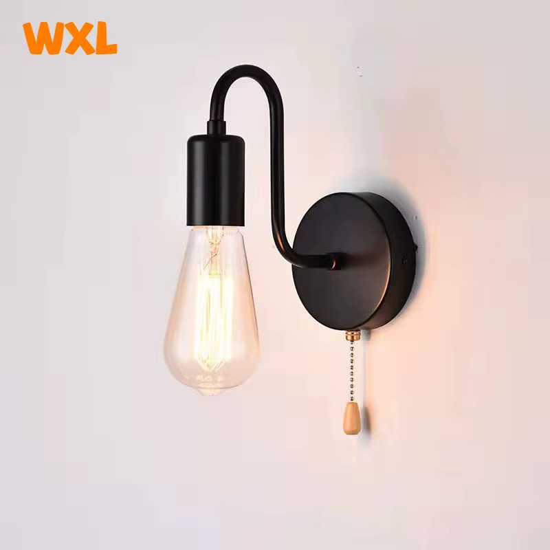 Applique industrielle nordique fer noir E27 éclairage intérieur chevet salle de bain chambre lampe