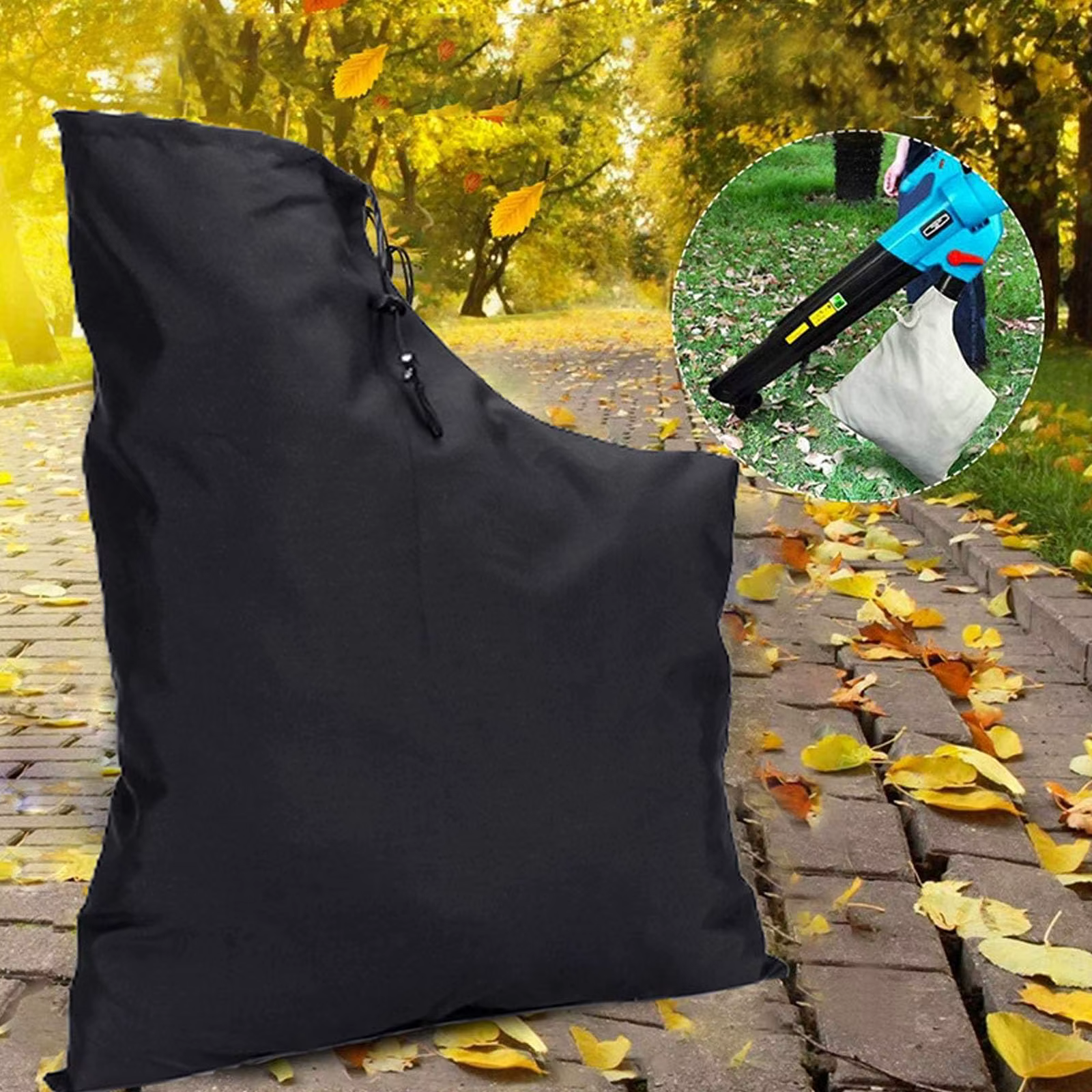 Sac sous vide pour souffleur de feuilles Oxford, organisateur de collecte de souffleur de feuilles de jardin, râteau, pochette de décharge inférieure à fermeture éclair, nettoyeur de pelouse