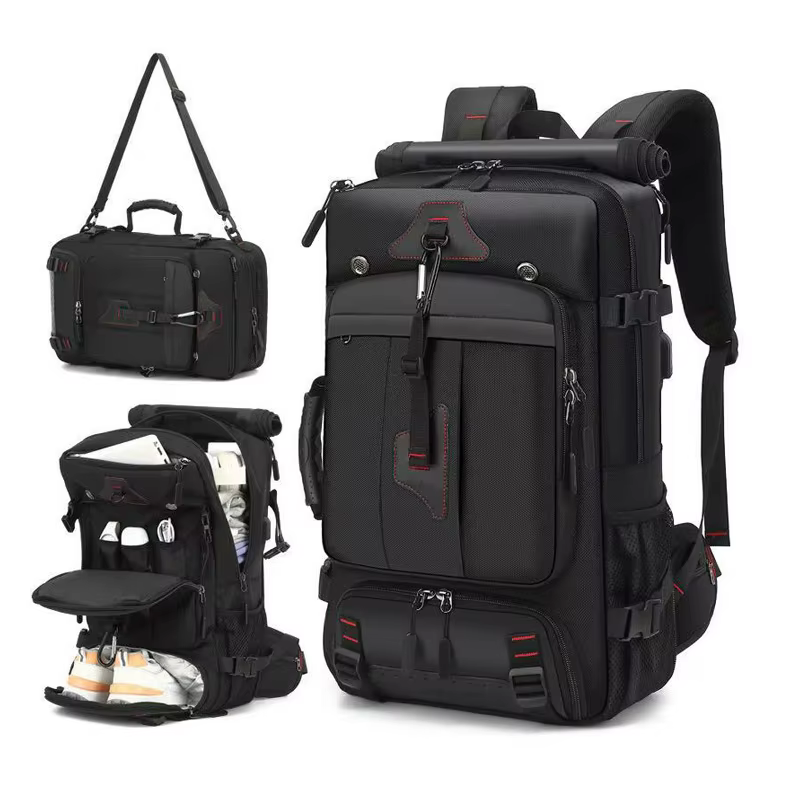 Sac à dos de voyage grande capacité, compartiment à bagages convertible avec compartiment à chaussures indépendant, compartiment pour ordinateur portable de 15,6 pouces