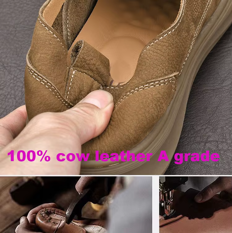 LIHUAMAO cuir de vache daim chaussures décontractées pour hommes sans lacet mocassins