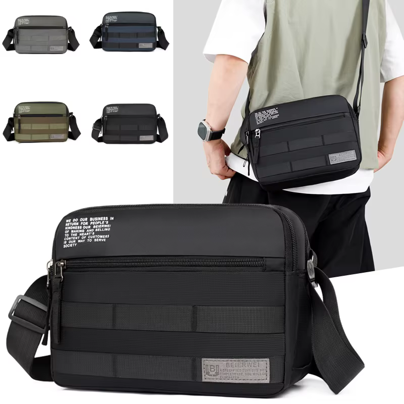 Sac à bandoulière pour homme en nylon imperméable, sac messager professionnel multi-compartiments, sac fourre-tout pour le travail, les voyages, les trajets quotidiens, style urbain