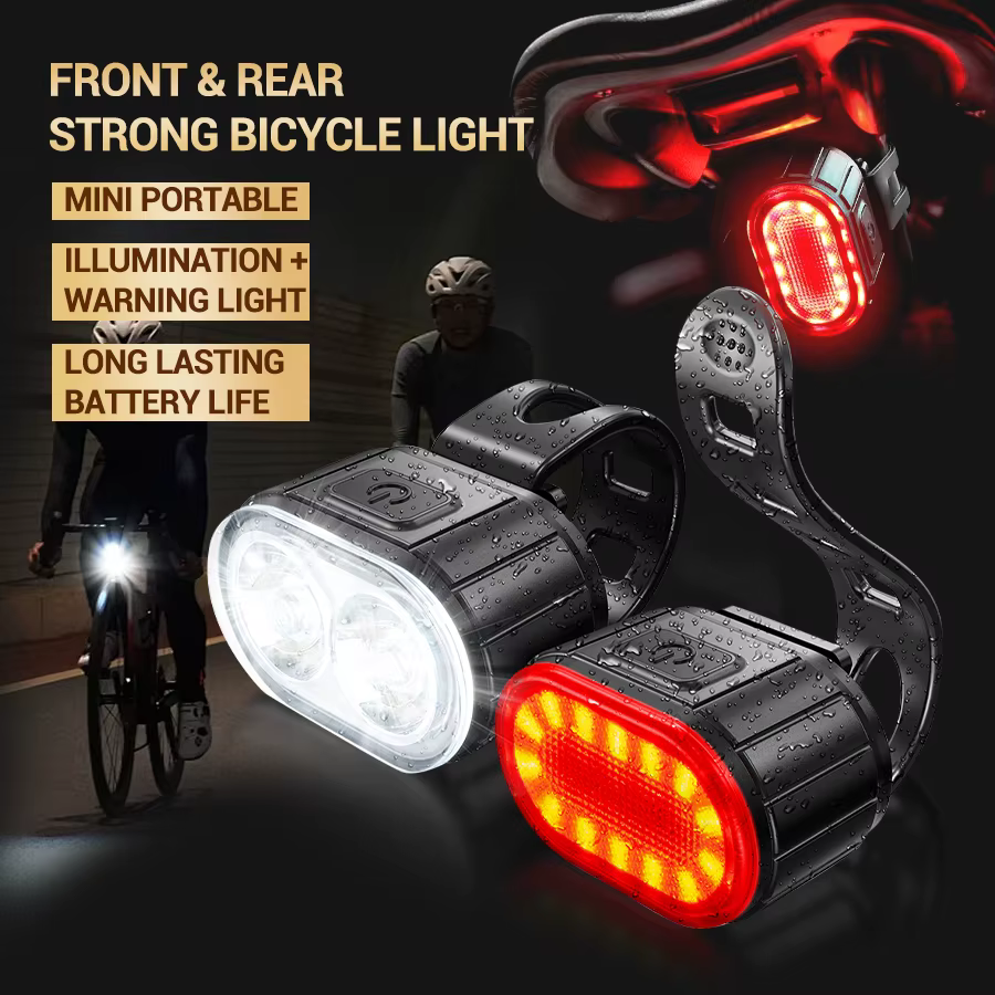 Ensemble de feux avant et arrière puissants pour vélo, rechargeables par USB-C, phare et feu arrière étanches, torche lumineuse, lanterne de sécurité pour le cyclisme