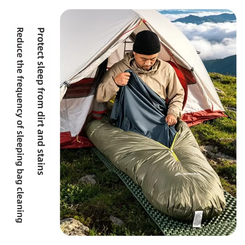 BISINNA – sac de couchage portable avec taie d'oreiller, sac de couchage ultraléger en Polyester Pongee pour Camping, voyage, hôtel, 220x80cm