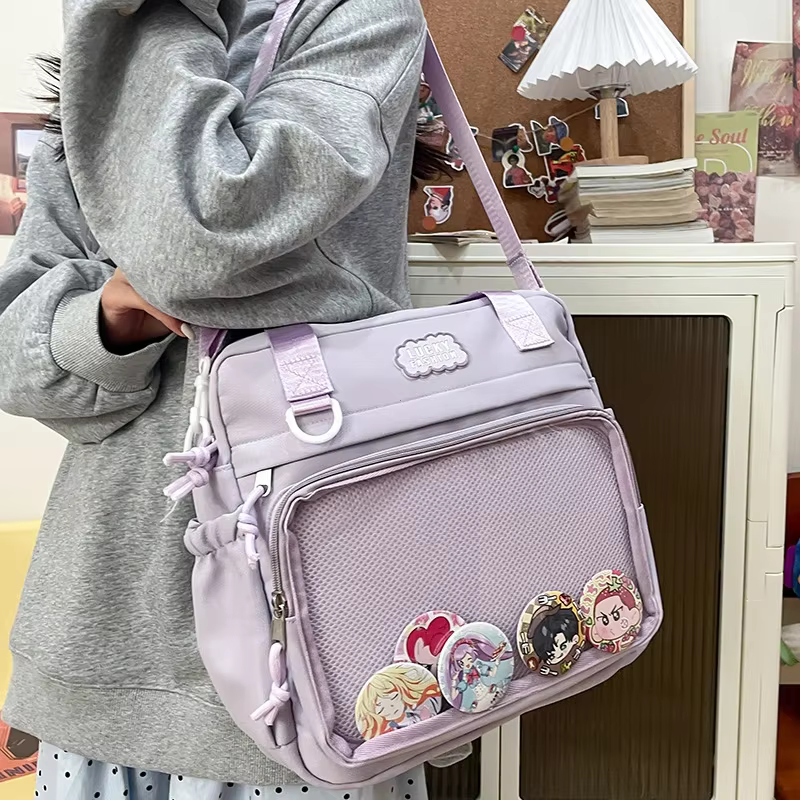 Sac à bandoulière Style Preppy japonais Y2K, nouveaux sacs d'école en Nylon pour adolescentes, sacs à dos Itabag transparents, sac Ita