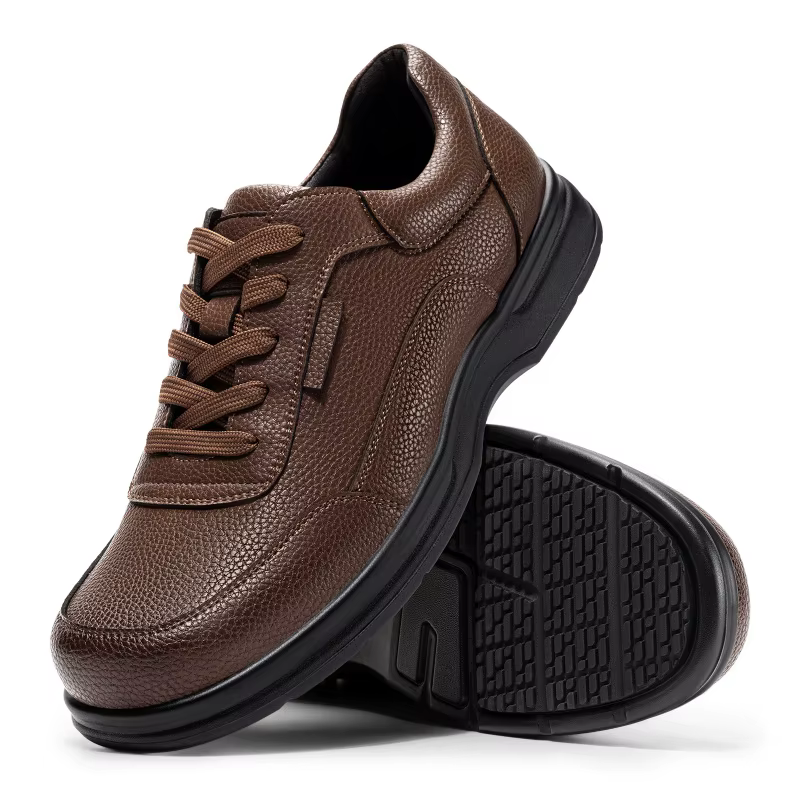 Chaussures en cuir pour hommes Fitville, design large, chaussures Oxford décontractées, antidérapantes, hydrofuges, pour pieds enflés, avec soutien de la voûte plantaire