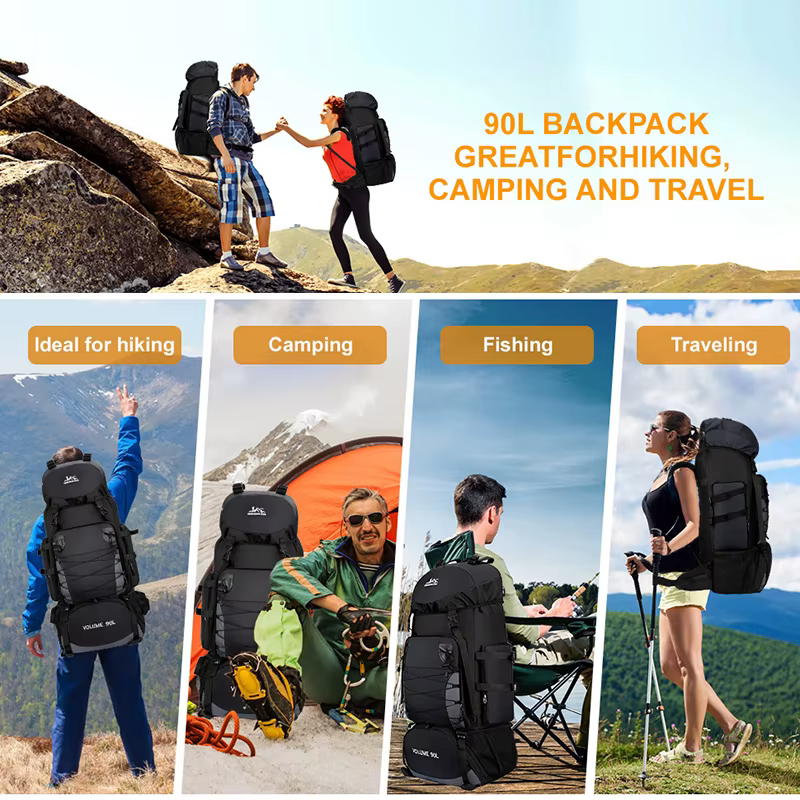 80L 90L grand sac à dos de Camping sac de voyage hommes femmes bagages randonnée sacs à bandoulière en plein air