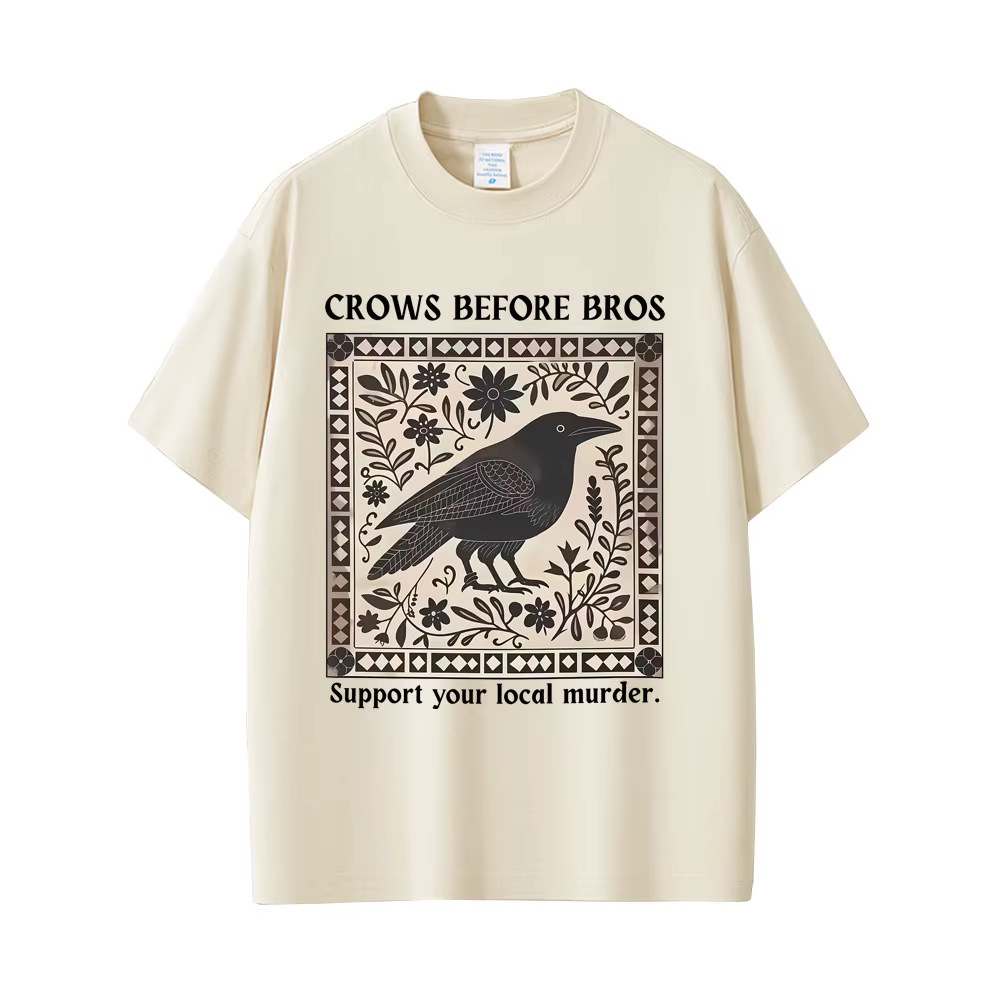 Crows Before Bros T-shirt drôle Meme Unique oiseau Nature T-shirt décontracté Vintage T-shirts surdimensionnés