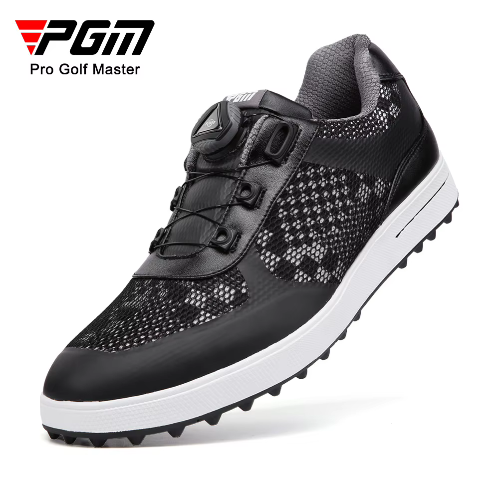 PGM – chaussures de Golf pour hommes, lacets à bouton, antidérapantes, imperméables, chaussures de sport, baskets noires XZ224