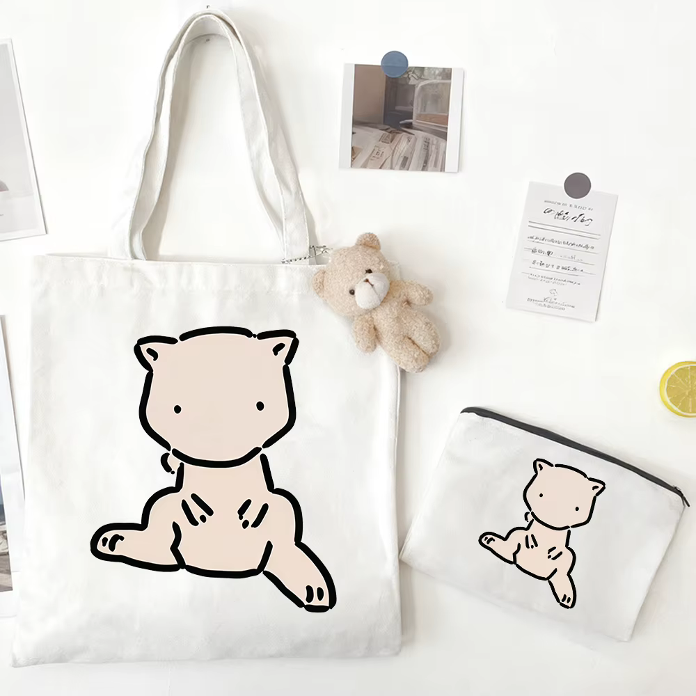 Sac en toile kawaii Pokemon Gengar Charizard Jigglypuff, 3 pièces/ensemble, sac de shopping de grande capacité avec figurines d'anime, cadeau