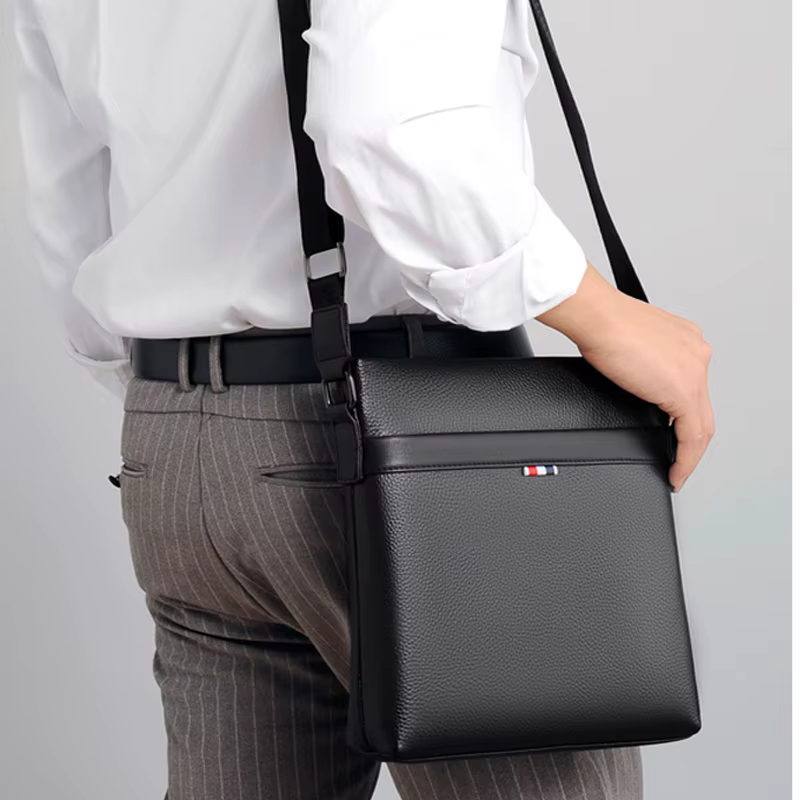 Sac à bandoulière en cuir véritable pour homme, sac messager décontracté en cuir de vachette, sac à main pour homme