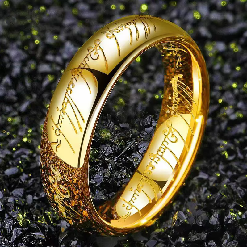 Seigneur des anneaux bague en acier inoxydable de pouvoir sculpté raffiné bague de mariage amoureux femmes hommes bijoux de mode