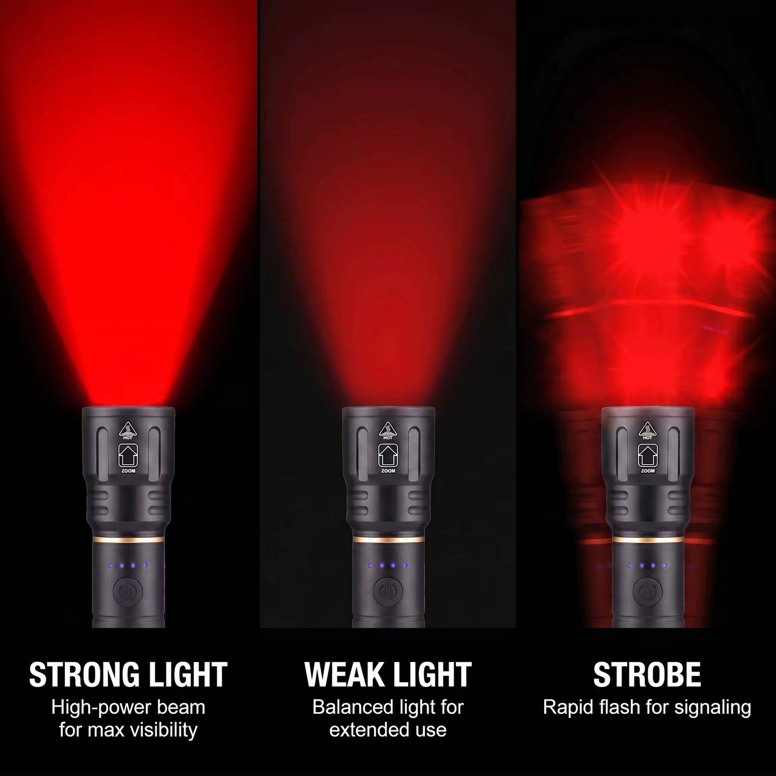 Lampe torche rechargeable Alonefire Zoom haute puissance, lumière rouge, bleue, verte, blanche, lampe de camping, randonnée, chasse, pêche en plein air