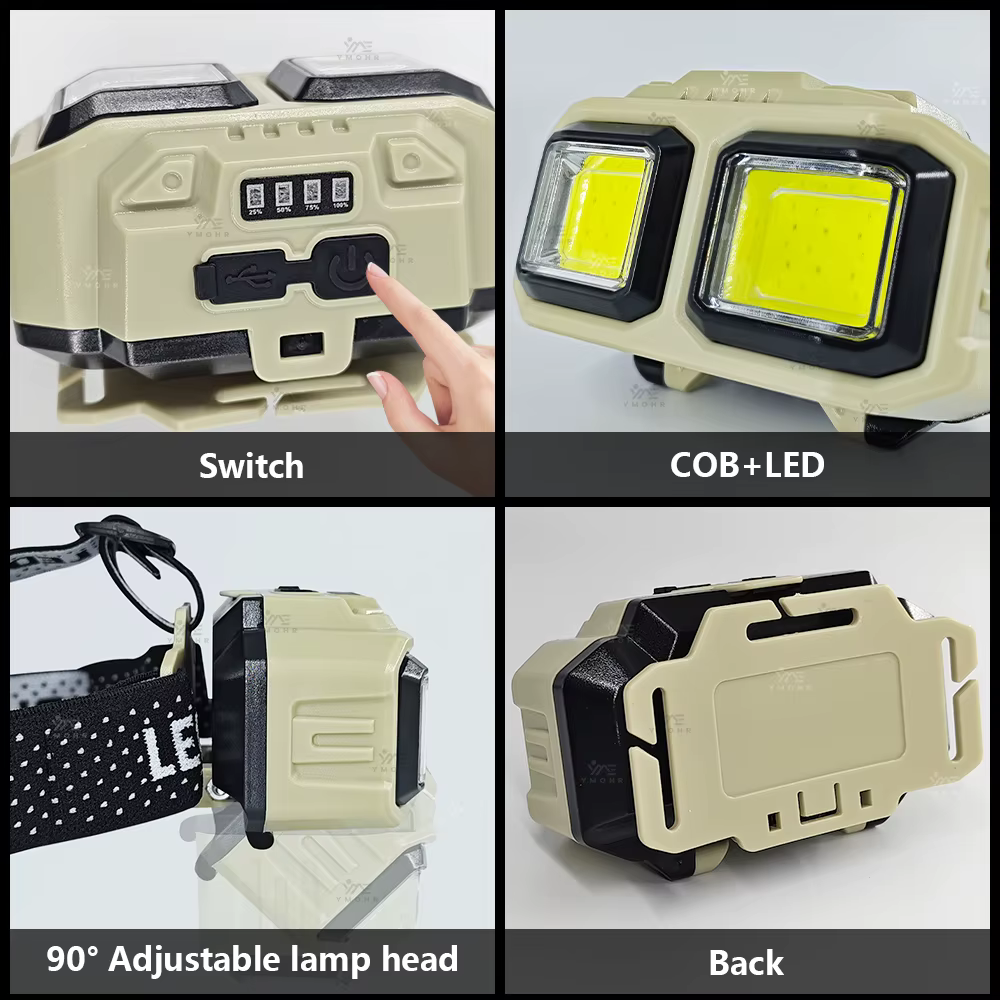 Lampe frontale ultralégère Super lumineuse 300000LM lumière rouge Vision nocturne pêche torche