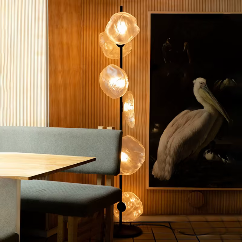 Lampadaire d'angle LED en verre moderne, lampe sur pied minimaliste, salon, hôtel, décoration d'intérieur, chambre nordique, chevet