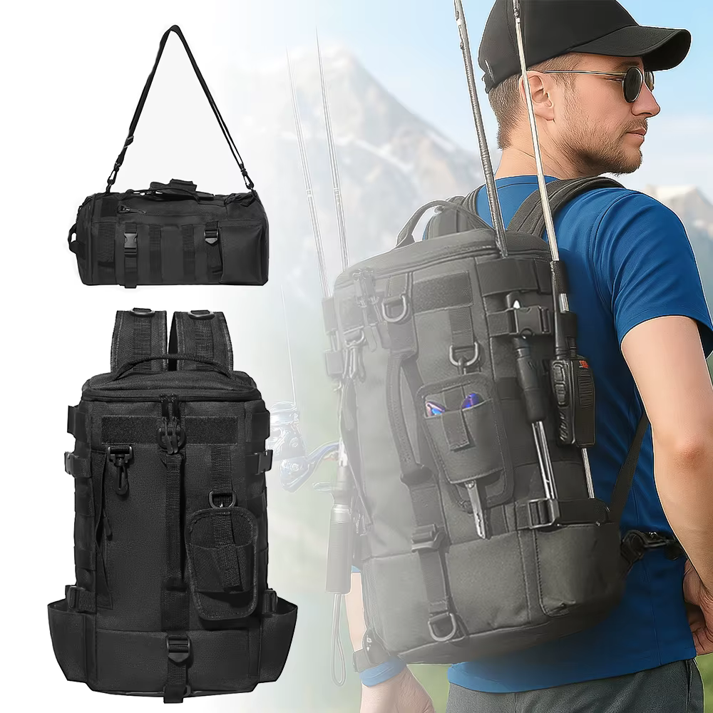 Sac à dos tactique de pêche avec porte-canne