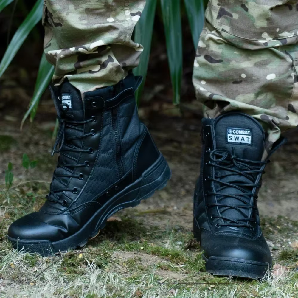 Bottes à bout en acier pour hommes, bottes tactiques d'extérieur pour randonnée dans le désert, résistantes aux coups de couteau, chaussures de sécurité pour le travail, chaussures de Protection