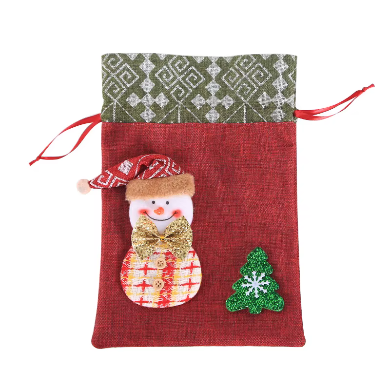 Sacs cadeaux de noël en tissu père noël bonhomme de neige, sac Goody, bonbons de noël, cadeaux de fête, emballage de vacances