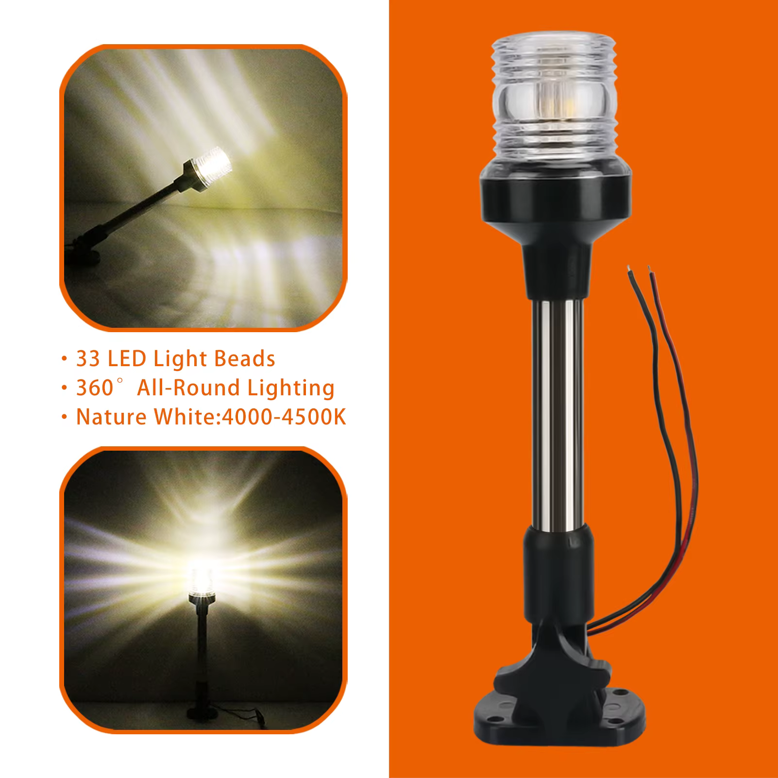 Feu d'ancrage pliable LED, lampe de signalisation de voile pour Marine, accessoires de Yacht de bateau, 12-24V