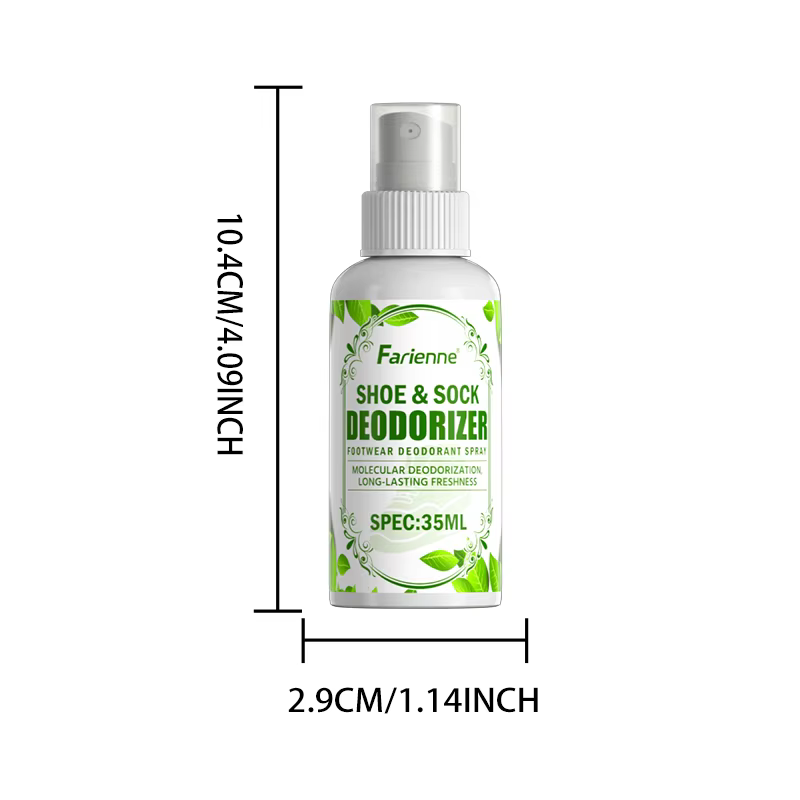 Spray désodorisant pour chaussures Fariienne 35ml - Formule douce, parfum frais, éliminateur d'odeurs efficace pour chaussures, chaussettes et chaussures de sport