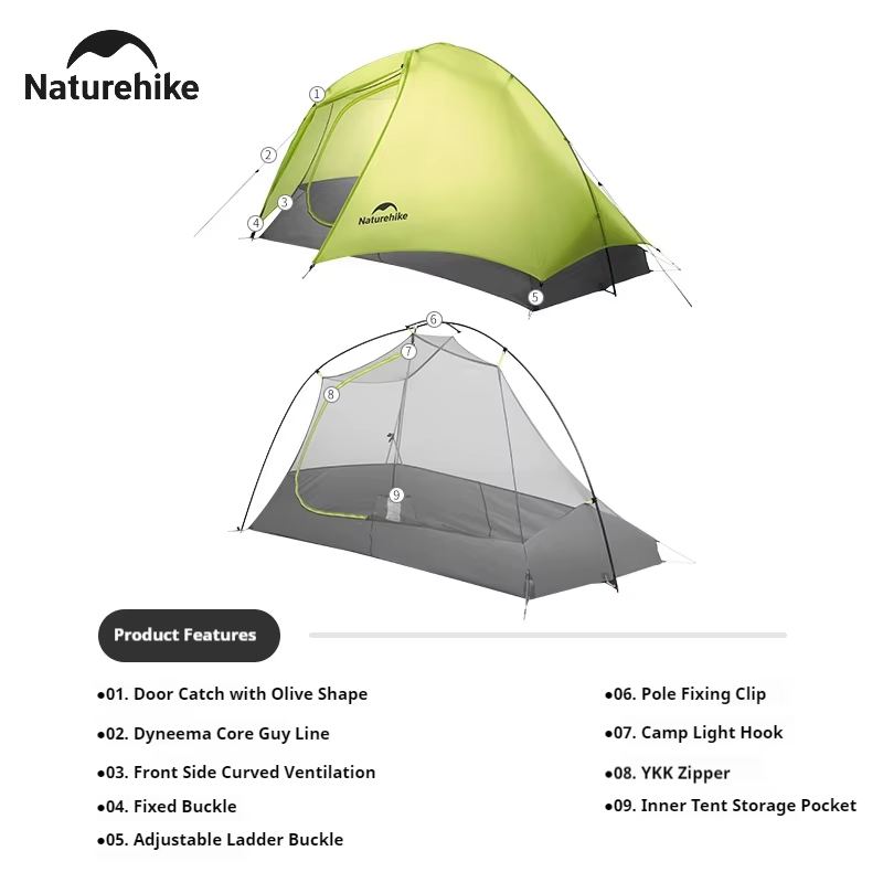 Naturehike Star Trails EXT tente de randonnée 1-2 personnes voyage en plein air nuit