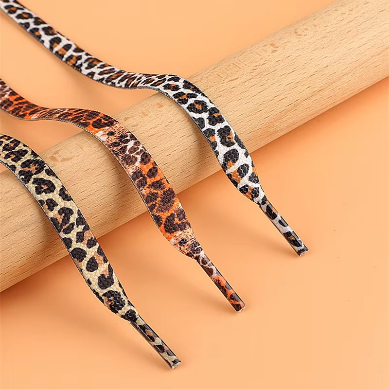 1 paire classique léopard Animal Patten impression lacet créatif unisexe baskets toile chaussure dentelle lacets plats chaussures cordes