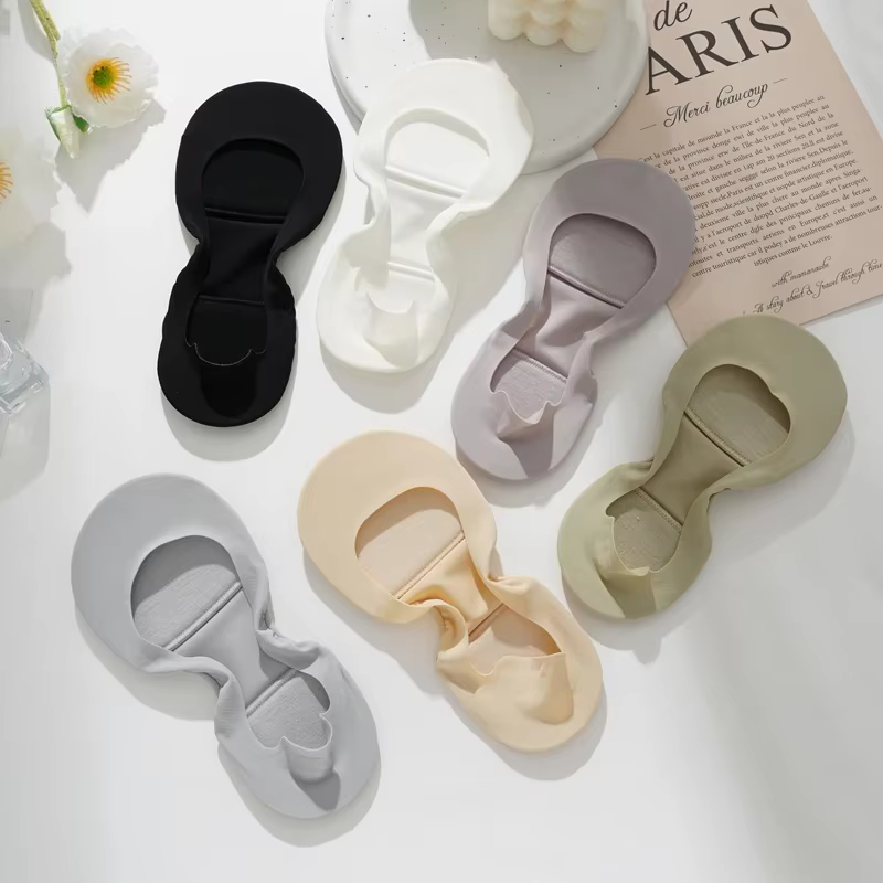 3 paires de chaussettes bateau invisibles antidérapantes pour femmes, Support de voûte plantaire, éponge douce, soulagement de la pression absorbant les chocs, semelles intérieures de chaussures antid