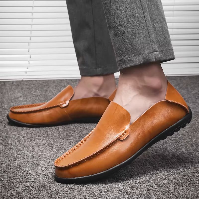 Chaussures pour hommes en cuir véritable souple de haute qualité, mocassins décontractés à enfiler, confortables et paresseux, grandes tailles 47 et plus, souples