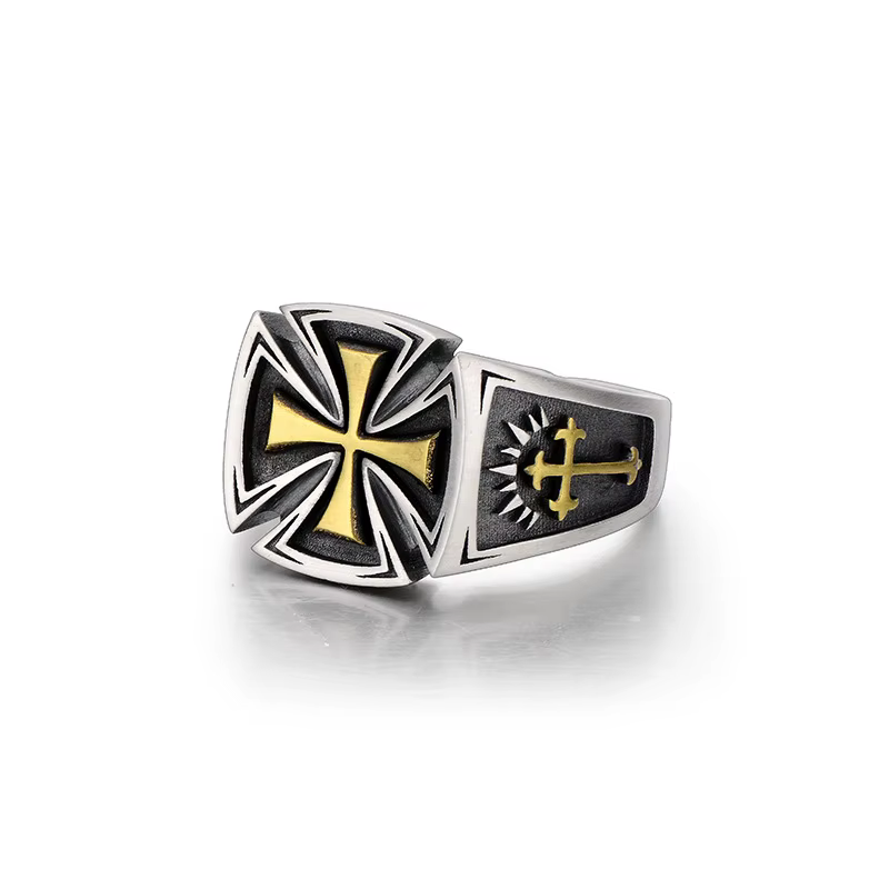 Bague rétro Croix de Guerre pour hommes, accessoires croisés, couleur argent, Punk gothique, anneau ouvert réglable Rock, bijoux unisexes faits à la main