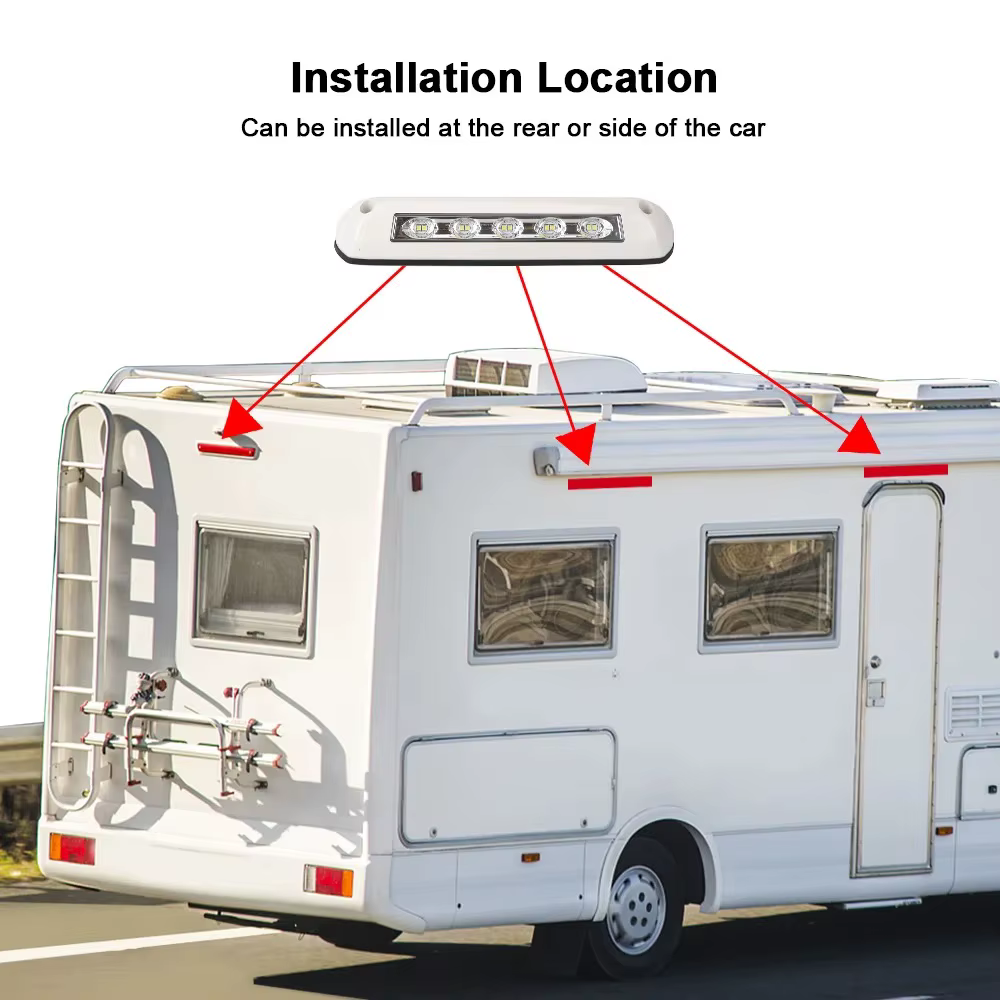 Lumière d'auvent LED pour remorque de Van RV, porche extérieur étanche 12V/24V et applique murale intérieure pour caravane et camping-car