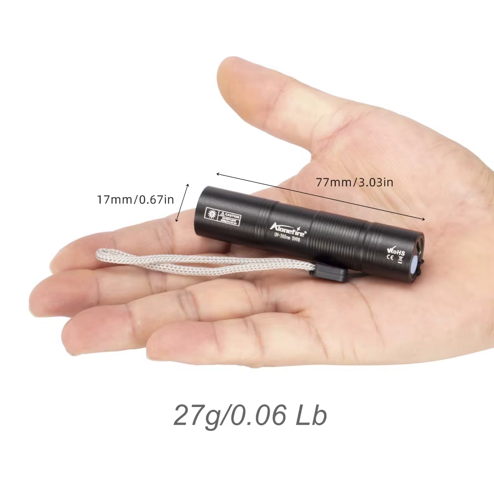 Lampe de poche UV aste par USB