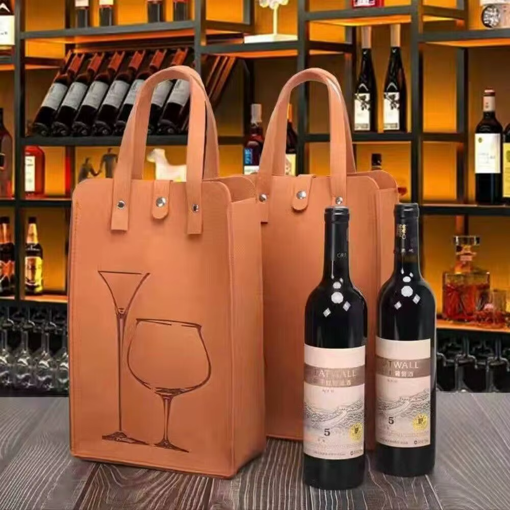 Sac à vin rouge en feutre portable