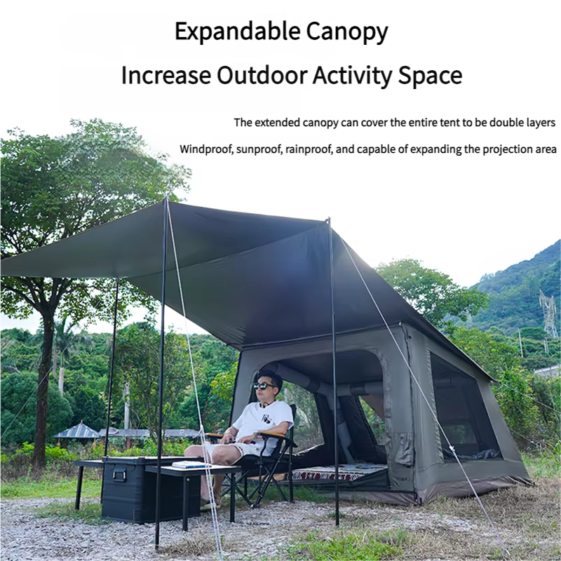 Tente de tourisme gonflable pour le camping et les voyages avec design de piscine intégrée