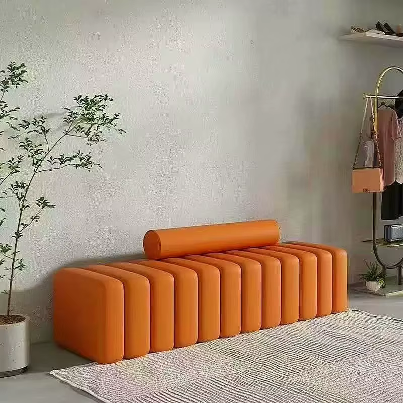 Pouf d'entrée moderne noir pour chambre à coucher, tabouret de sol pour changer de chaussures, meuble de luxe italien pour hall d'entrée d'hôtel