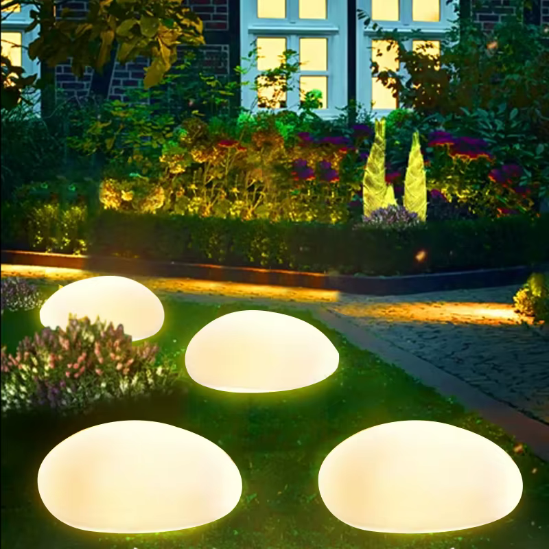 Lampe solaire au sol en verre dépoli