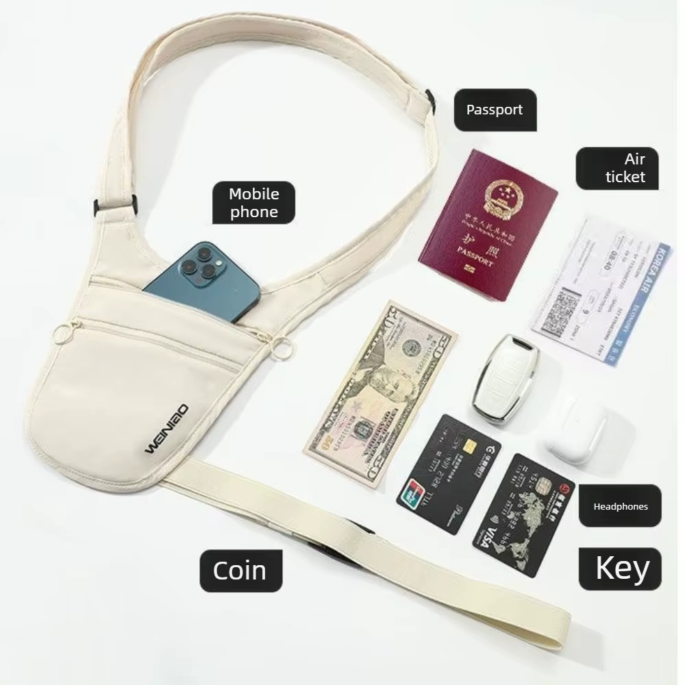 Sac bandoulière unisexe antivol avec ceinture porte-argent pour voyage