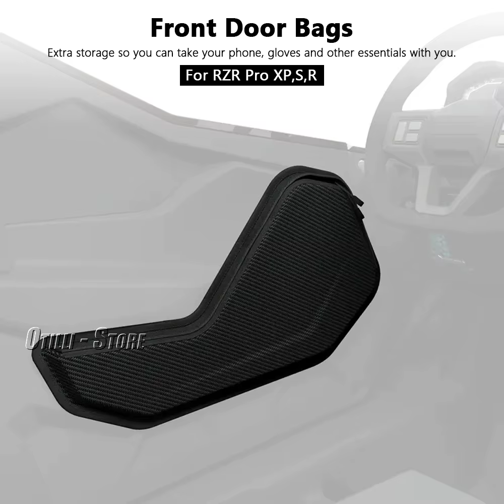 Nouveaux accessoires pour Polaris RZR XP 4 Pro S PRO R 4 UTV 2025 2026 : Sacs de rangement pour portes avant (passager et conducteur) en fibre de carbone noire