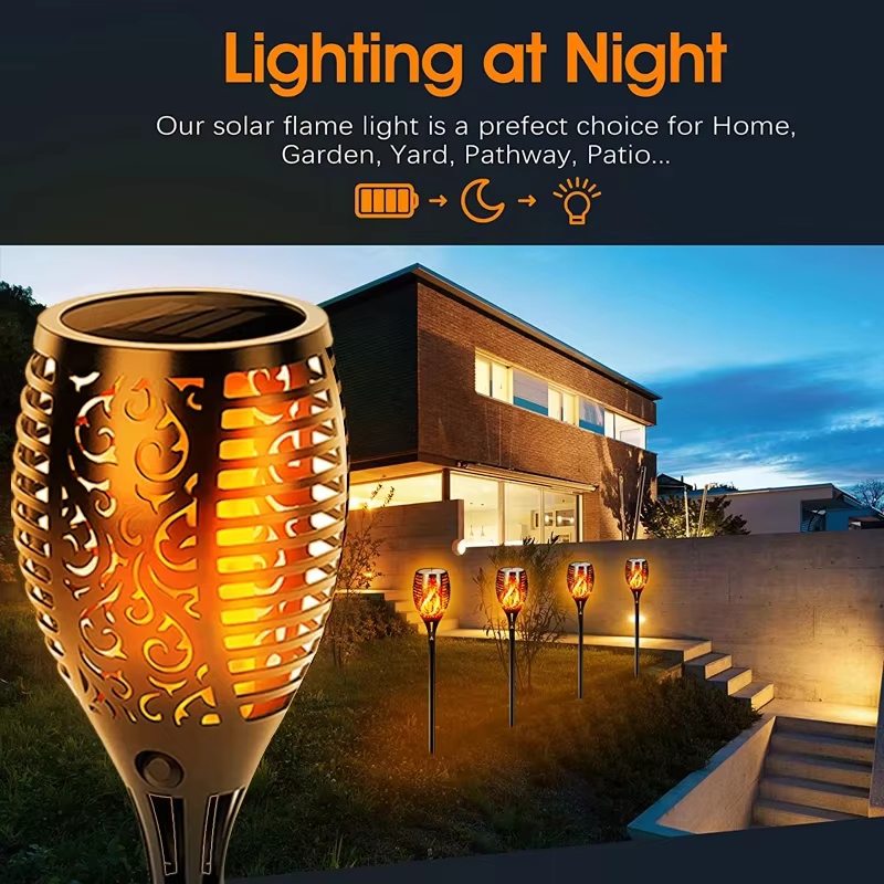 12/33/96LED s flamme solaire torche lumière scintillante étanche décoration de jardin extérieur pelouse chemin cour Patio lampadaire
