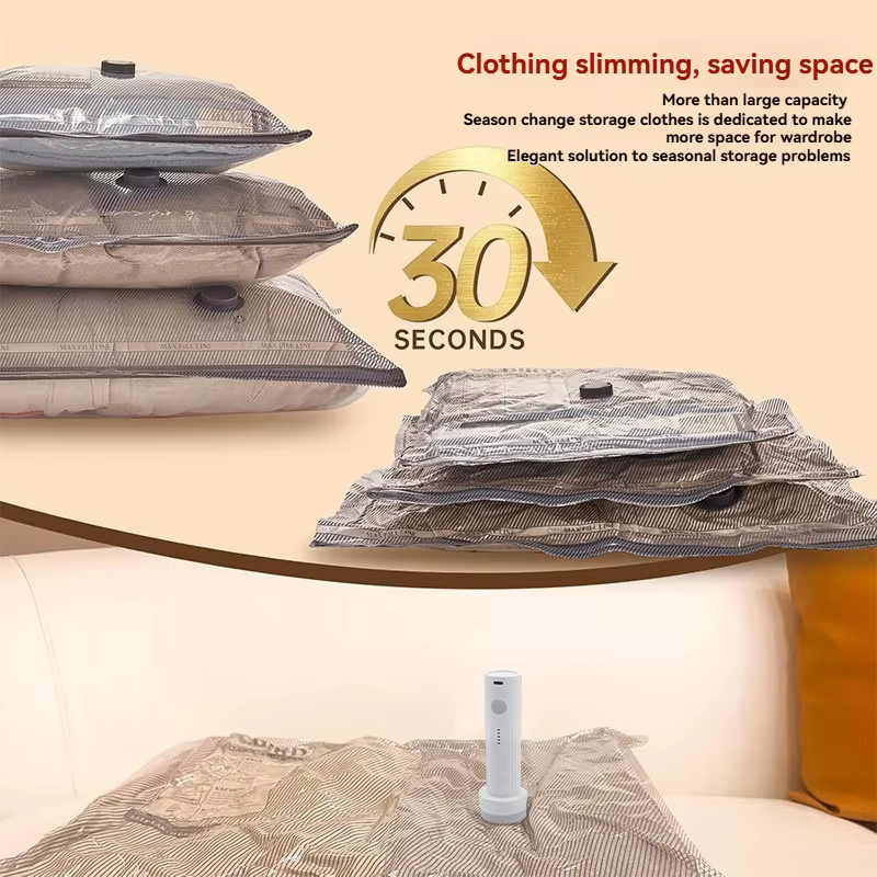 Sacs sous vide pour voyage avec pompe à air rechargeable, sacs de compression pour bagages et valises, sacs de rangement pour économiser de l'espace