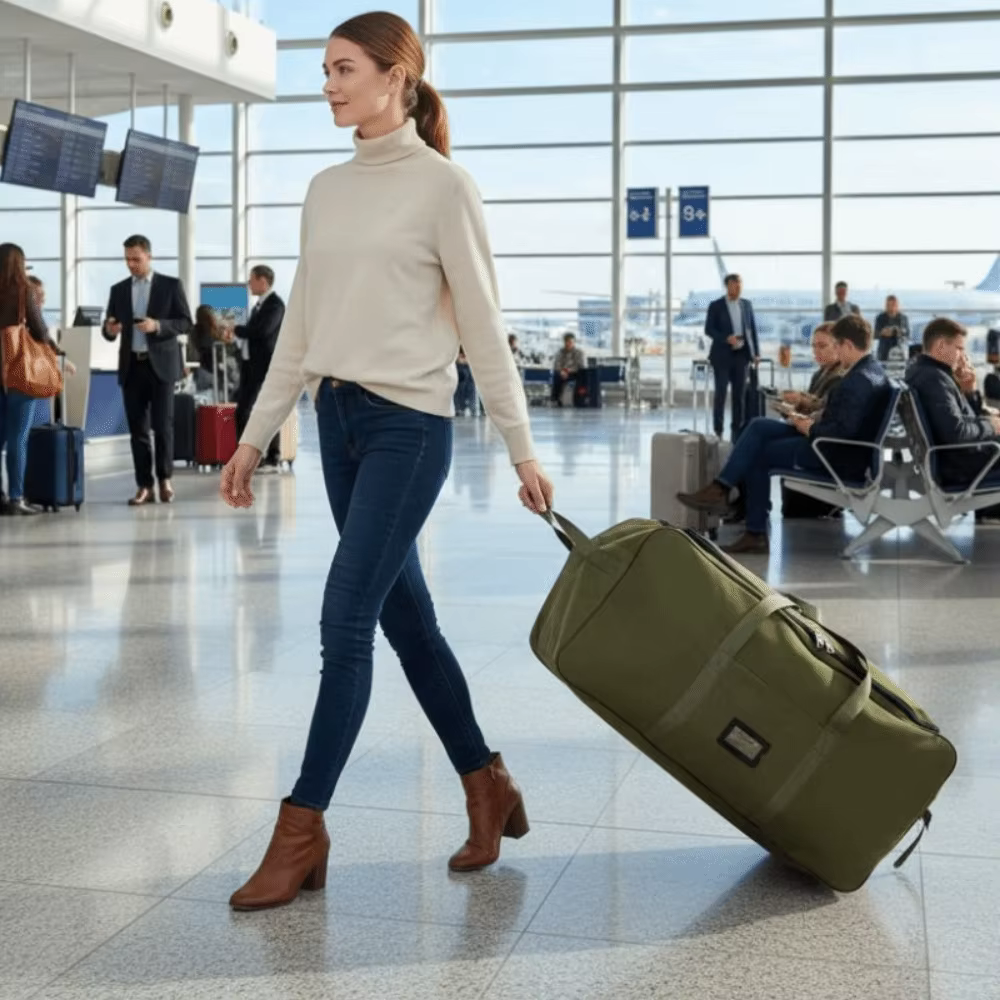 Sac de voyage pliable pour le week-end, grande capacité, plusieurs compartiments, sac de rangement pour bagages avec roues amovibles, imperméable