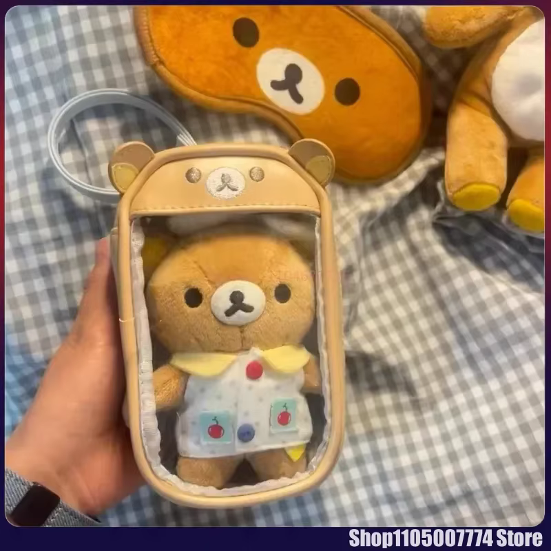 Kawaii Rilakkuma ours soeur pendentif sac de rangement enfants transparence Pu porte-monnaie clé sac carte d'identité petit portefeuille cadeau