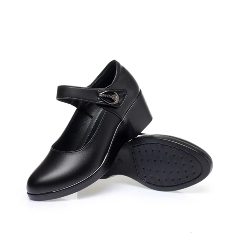 Femmes mode haute qualité chaussures à talons compensés pour printemps été dame décontracté rue confort noir chaussures à talons hauts pour étudiant A06