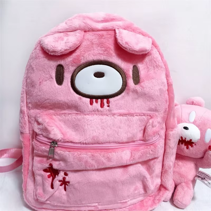 Sac à dos ours violenté sombre, mignon dessin animé japonais, sac à dos de grande capacité pour filles et étudiants, cartable décontracté à usage quotidien