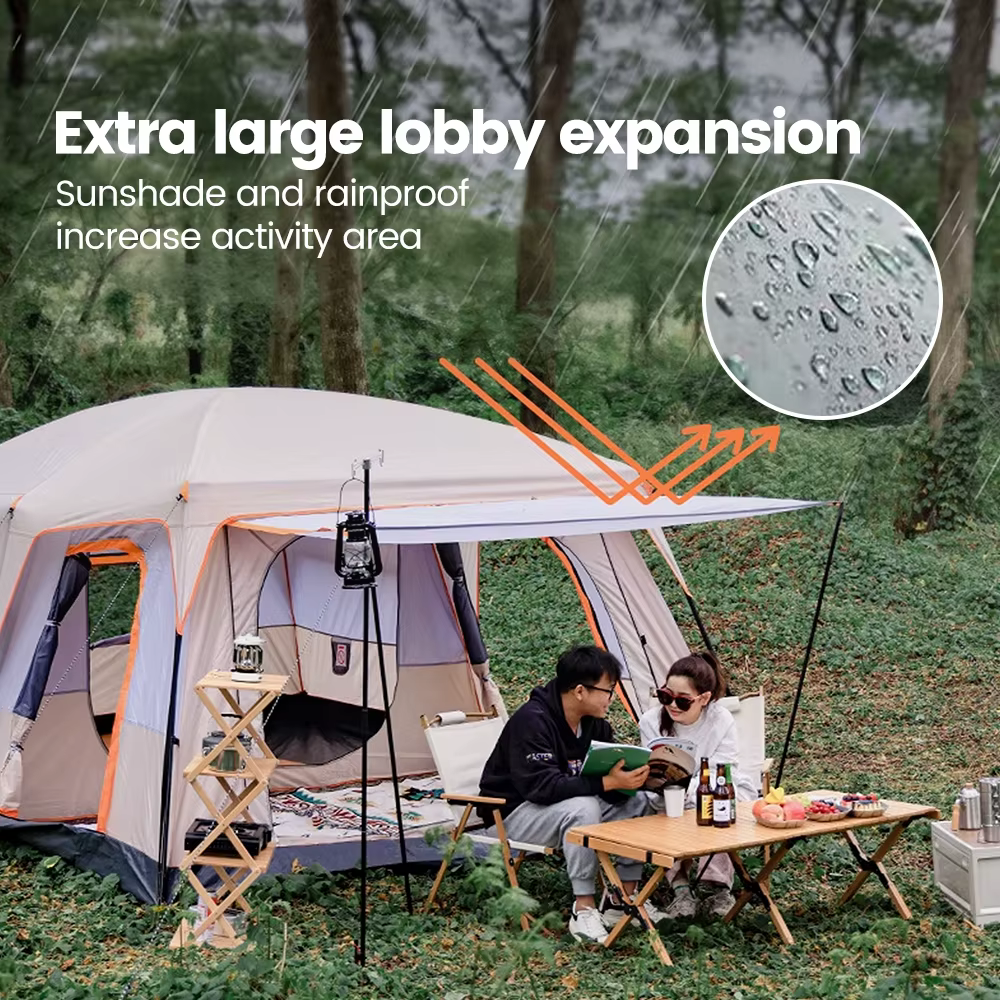 Tente familiale de camping en plein air