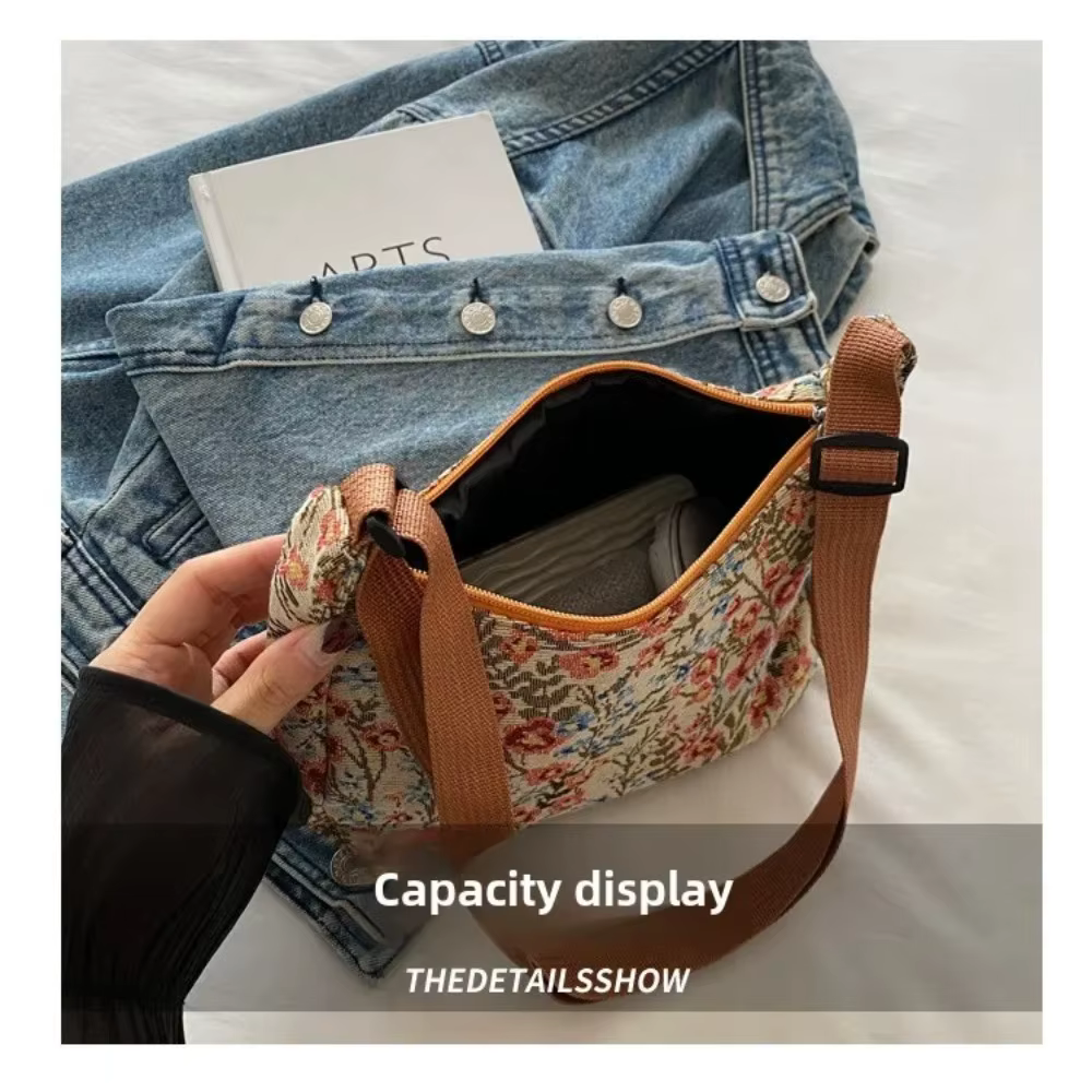 Sac à bandoulière Vintage décontracté motif imprimé demi-lune forme sac